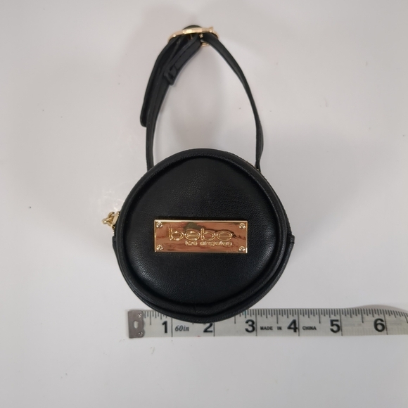 Bebe Los Angeles  Round Black Coin Purse Adjustable Strap - Picture 4 of 7
